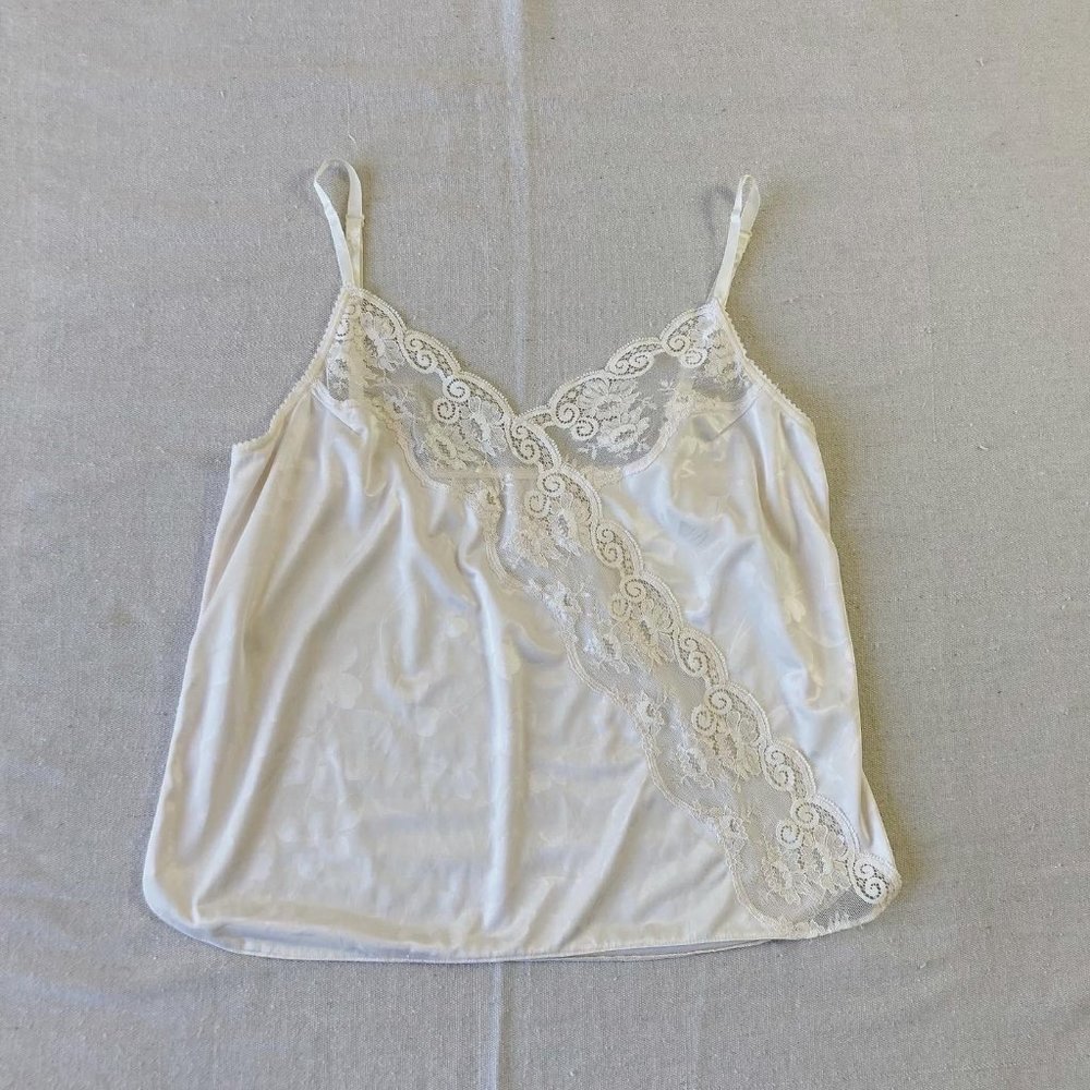Vintage 80's Ivory Satin Lace Camisole